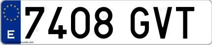 Ejemplo de matrícula española 7408 GVT
