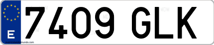 Ejemplo de matrícula de coche ordinaria 7409 GLK