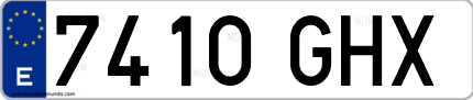 Ejemplo de matrícula de coche ordinaria 7410 GHX