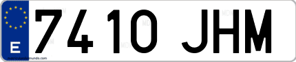 Ejemplo de matrícula de coche ordinaria 7410 JHM