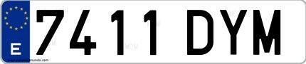 Ejemplo de matrícula española 7411 DYM