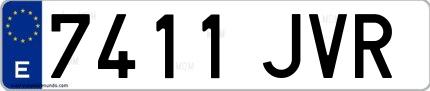 Ejemplo de matrícula española 7411 JVR
