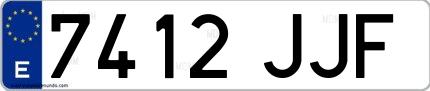 Ejemplo de matrícula española 7412 JJF