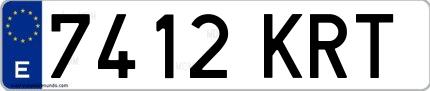 Ejemplo de matrícula española 7412 KRT