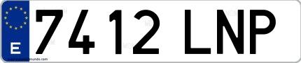 Ejemplo de matrícula española 7412 LNP