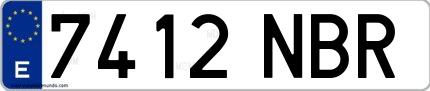 Ejemplo de matrícula española 7412 NBR
