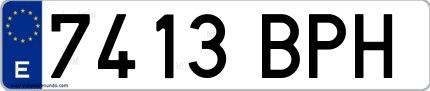 Ejemplo de matrícula española 7413 BPH