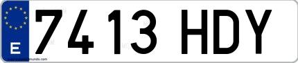 Ejemplo de matrícula española 7413 HDY