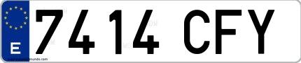 Ejemplo de matrícula española 7414 CFY
