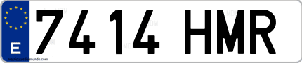 Ejemplo de matrícula de coche ordinaria 7414 HMR
