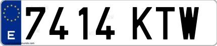 Ejemplo de matrícula española 7414 KTW