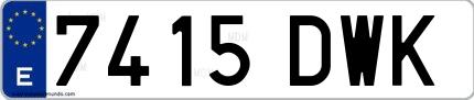 Ejemplo de matrícula española 7415 DWK