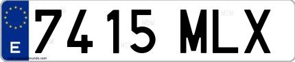 Ejemplo de matrícula española 7415 MLX