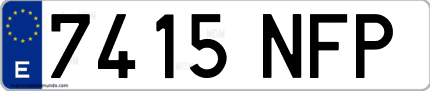 Ejemplo de matrícula de coche ordinaria 7415 NFP