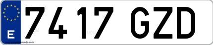 Ejemplo de matrícula española 7417 GZD