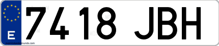 Ejemplo de matrícula de coche ordinaria 7418 JBH