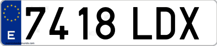 Ejemplo de matrícula de coche ordinaria 7418 LDX