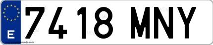 Ejemplo de matrícula española 7418 MNY