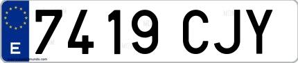 Ejemplo de matrícula española 7419 CJY