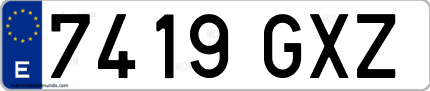 Ejemplo de matrícula de coche ordinaria 7419 GXZ