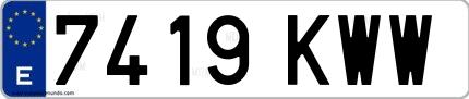 Ejemplo de matrícula española 7419 KWW