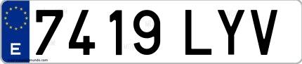 Ejemplo de matrícula española 7419 LYV