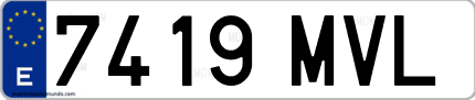 Ejemplo de matrícula de coche ordinaria 7419 MVL