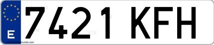 Ejemplo de matrícula española 7421 KFH