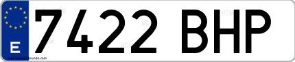 Ejemplo de matrícula española 7422 BHP
