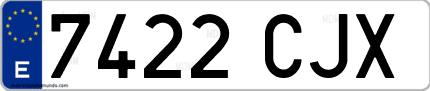 Ejemplo de matrícula de coche ordinaria 7422 CJX