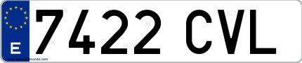 Ejemplo de matrícula española 7422 CVL