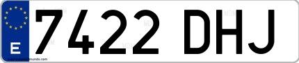 Ejemplo de matrícula española 7422 DHJ