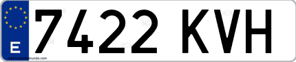 Ejemplo de matrícula de coche ordinaria 7422 KVH