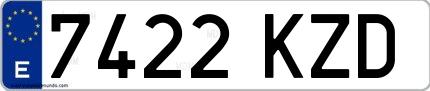 Ejemplo de matrícula española 7422 KZD