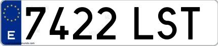 Ejemplo de matrícula española 7422 LST