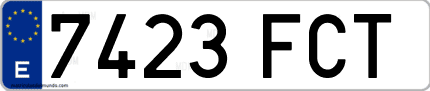 Ejemplo de matrícula de coche ordinaria 7423 FCT