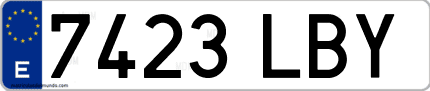 Ejemplo de matrícula de coche ordinaria 7423 LBY