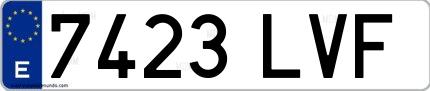 Ejemplo de matrícula española 7423 LVF