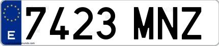 Ejemplo de matrícula española 7423 MNZ