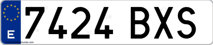Ejemplo de matrícula de coche ordinaria 7424 BXS