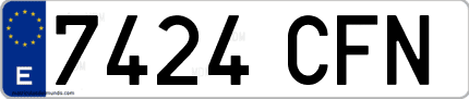 Ejemplo de matrícula de coche ordinaria 7424 CFN