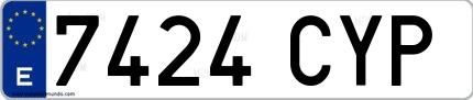 Ejemplo de matrícula española 7424 CYP