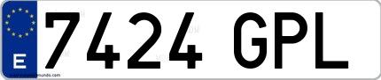 Ejemplo de matrícula española 7424 GPL