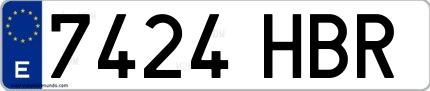 Ejemplo de matrícula española 7424 HBR