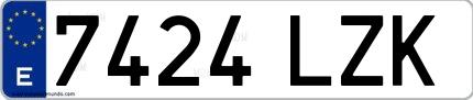 Ejemplo de matrícula española 7424 LZK