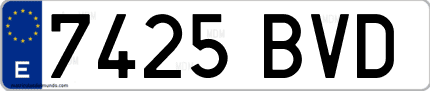 Ejemplo de matrícula de coche ordinaria 7425 BVD