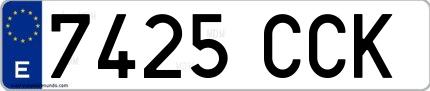 Ejemplo de matrícula española 7425 CCK