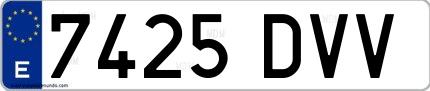 Ejemplo de matrícula española 7425 DVV
