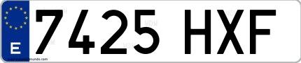 Ejemplo de matrícula española 7425 HXF