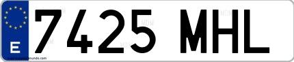 Ejemplo de matrícula española 7425 MHL